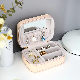  PU Beauty Canvas Trip Jewelry Display Box Folding Storage Case Small Pink Leather Travel Jewelry Organizer with Zipper