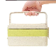 Eco Rice Husk Material Two-Layer Plastic Bento Lunch Box with Handle