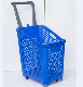 Supermarket Hand Push Shopping Basket Plastic Basket with 4 Wheels manufacturer