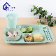  Wholesale Plastic Cheap Colored Wheat Straw 5PCS Dinner Serving Set with Plate