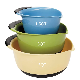  Round Shape Soft Grip Handle 3 Pieces Set Plastic Mixing Salad Bowls