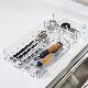  Home Use Adjustable Kitchen Cabinet Desktop Storage Tray Clear Plastic Utensils Drawer Organizer