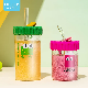 Customized Cute Cartoon High Borosilicate Glass Water Bottle with Straw