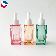  Transparent Pink Color Custom 30ml Square Clear Glass Bottle with White Plastic Dropper