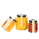 Six Edge Food Storage Glass Honey Pickles Jar with Black Lid