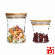  Set of 2 Round Waist Borosilicate Glass Jar/Glass Storage Jar/Glassware with Bamboo Lid for Kitchen