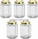 Classic Hexagon Food Storage Jar Honey Glassware with Metal Cap 100/180/500ml manufacturer