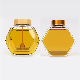  Hexagonal Shape Clear Glass Honey Jar with Wooden Dropper and Screw Lid