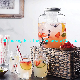  2 Gallon Leak Proof Glass Jucie Dispenser with Acrylic Ice Cylinder and Stainless Steel Faucet