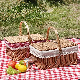  Wholesales Pure Natural Rattan Straw Outdoor Picnic Basket Willow Picnic Storage Basket
