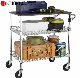 Industrial Storage 3 Tier Steel Chrome Wire Trolley Square Grid Utility Cart