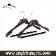  Luxury Dark Brown Curve Wooden Top Clothes Hangers with Velvet Solid Bar for Coat/Suit/Jacket/Trousers/Clothing Display/Hotels