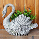  High Quality White Granite Swan Designs Flower Pot for Unique House Decoration