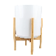  Round Decorative Plastic Planters Flower Pots with Wood Stand