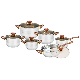  Cookware Set 12PCS Stainless Steel Frying Pan Casserole Pots and Pans Cooking Pot with Wooden Plastic Handles