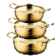  6 PCS Stainless Steel Cookware Set Korean Style Gold Fast Noodle Soup Pot with Lid 18/20/22cm