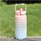  2L Modern Simple Gradient Sports Straw Portable Scale Bouncing Cup Large Capacity Colorful Plastic Water Bottle Pot