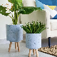  Set of 2 Round Flower Pots on Wooden Legs