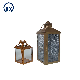  Classic American Country Morden Design Gray and Gold Metal with Half-Mirror Candle Lanter Hanging and Frame Home Decorative Candle Lantern