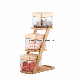  3PCS Square Glass Candy Jar with Wooden Lid and Rack