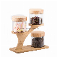  3PCS 850ml Round Glass Storage Jar with Wooden Lid and Rack