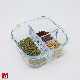  Square Three Division Glass Food Storage Container with Airtight Lid