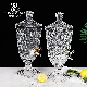  2000ml Transparent Glass Beverage Dispenser Engraved Diamond Design with Lid and Tap Crystal Clear Glass Juice Dispenser with Wholesale Price