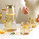  High Quality Clear 1800ml Water Storage Glass Pitcher Jug Glass Carafe Set with Bamboo Tray and Cups
