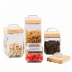  Square Glass Jar/Glass Storage Jar/Glass Food Canister/Glassware/Glass Bottle with Square Wooden Lid