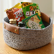  PU Leather Decoration Home Organizer Grey Cotton Rope Basket Private Label
