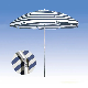  White and Black Stripe Beach Umbrella with Tilt Function