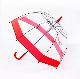  Cheap Wholesale Adult Clear Dome Umbrella Red Wide Border Transparent Seeing Through Umbrella for Rain