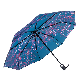  Custom Travel Map Printed Folding Automatic Umbrella with Wrist Tape