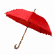  23 Inch Curved C Wooden Handle Straight Rain Umbrella Automatic Open OEM Logo Customized