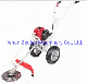  Hot 2022 52cc Big Power Manual 2 Wheels Gasoline Grass Trimmer Hand Push Brush Cutter with Wheel