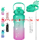  Large Capacity BPA Free One Half Gallon 2L Leak-Proof Drinking Jug Gradient Motivational Plastic Water Bottle with Time Marker