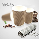  Disposable Double Wall Gold Stamping Custom Logo All Black Hot Coffee Paper Cup with Lid