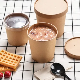  Kraft / White Disposable Paper Soup Cups with Lids