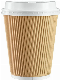  Factory Stock Disposable 12oz Brown Vertical Ripple Wall Paper Coffee Cafe Cups