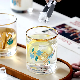  13.5oz Gift Promotion Golden Rimmed Animal Design Printing Decal Water Glass Cup Juice Tumbler with Gold Rim Handmade Glassware