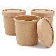  Disposable Kraft Soup Cup Brown Paper Soup Bowl Customized Paper Soup Barrels with Paper Lids