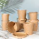 Disposable Food Container Brown Kraft Paper Soup Bowl with Paper Lid