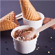 Disposable White/Brown Ice Cream Yogurt Paper Cup with Lid and Spoon