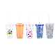 Healthy Food Grade Double Wall Plastic Water Bottle Drinking Cup with Straw