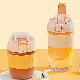  on The Go Coffee Cup Double Wall Glass Pocket Size Collapsible Handle Travel Glass Water Cup Reusable with Straw Lid