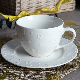  Hot Christmas Five Star Embossed White Porcelain Cup and Saucer Set