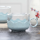 Wheat Straw Round Glass Coffee Cup with Plastic Handle