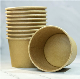  Eco Friendly Disposable Takeaway Food Container Kraft Paper Noodle Bowls Hot Soup Cups with Paper Flat Lid