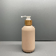  Pink Plastic Bottler with Bamboo Collar Pump