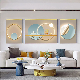  Home Decoration Quality Cheap Gold Flower Art Decorative Paper Paintings for Series 3 Drawings